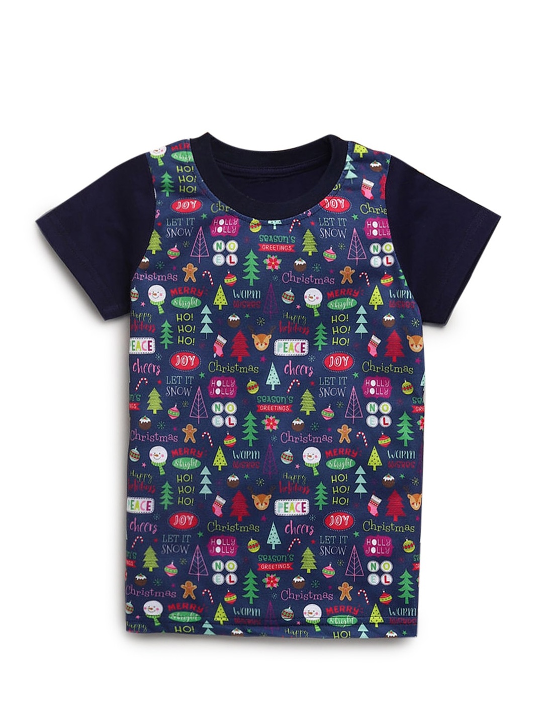 

Hopscotch Girls Blue & Black Printed T-shirt