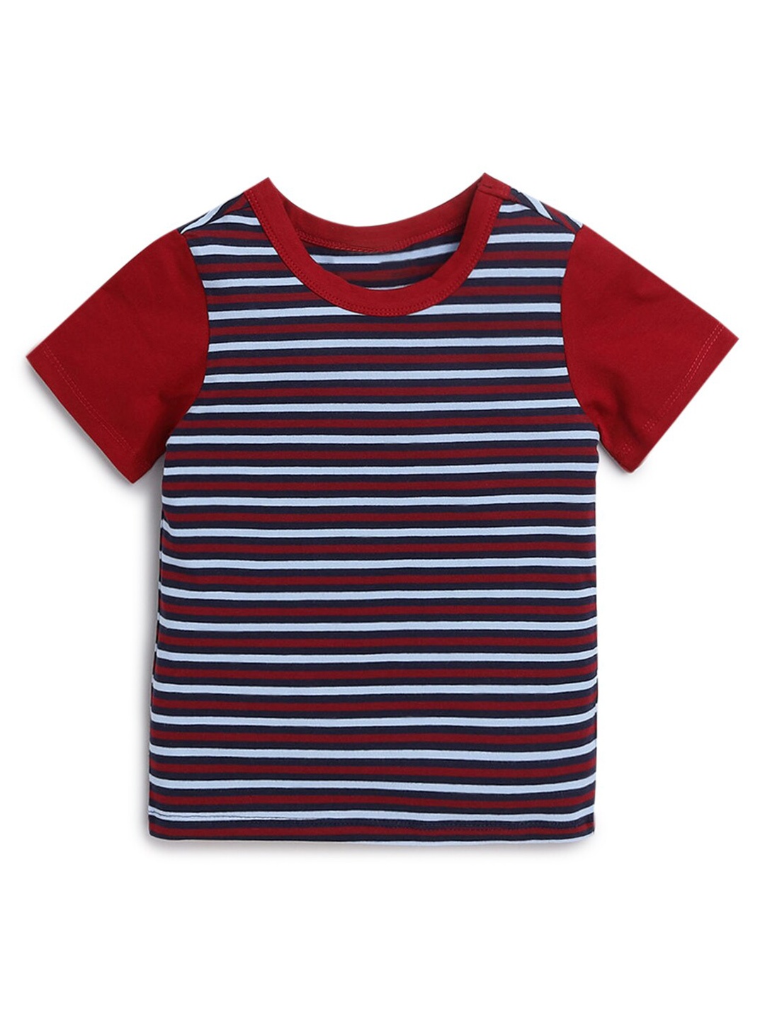

Hopscotch Boys Red & Navy Blue Striped Cotton T-shirt