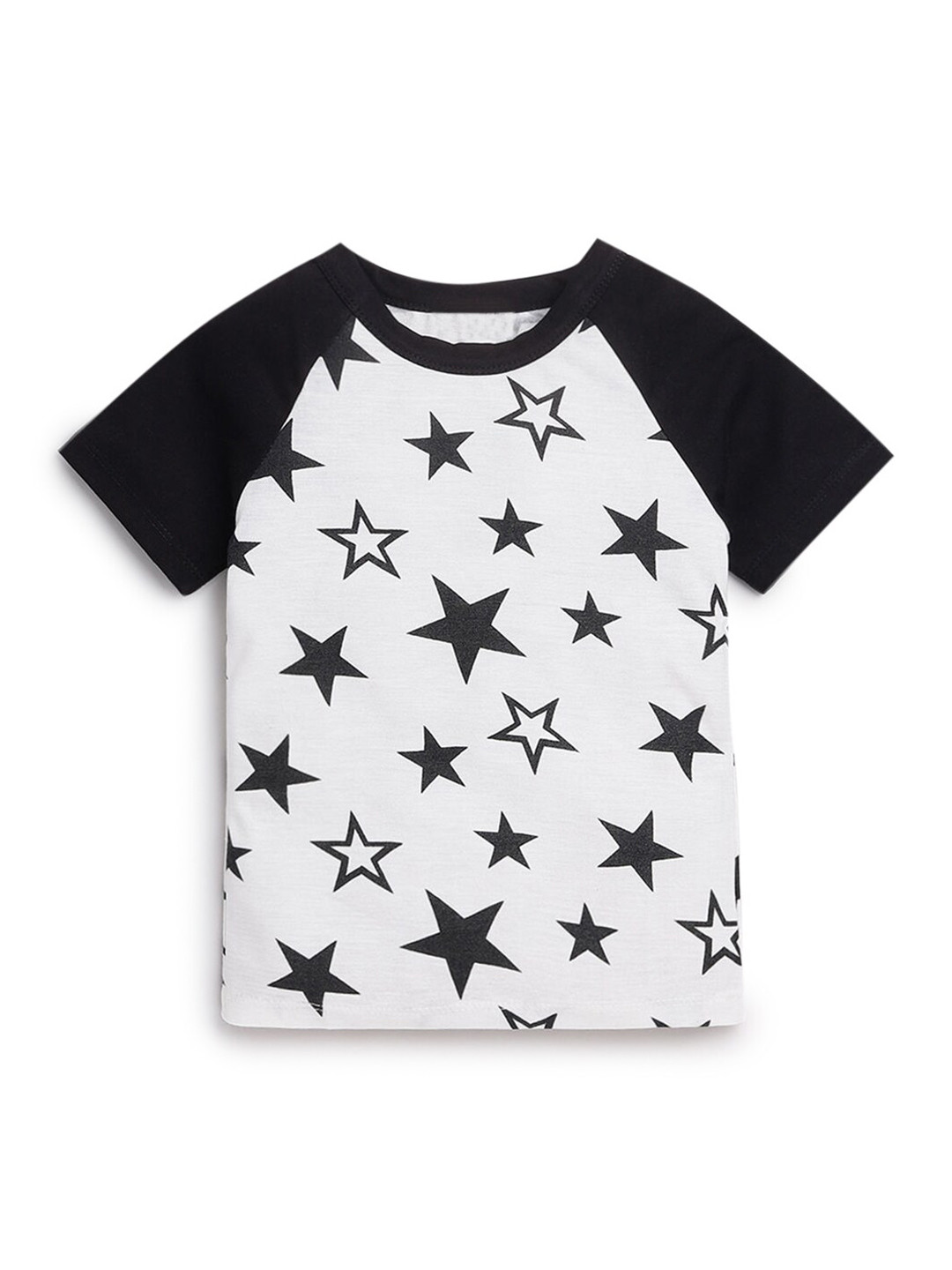 

Hopscotch Boys White & Black Star Printed T-shirt