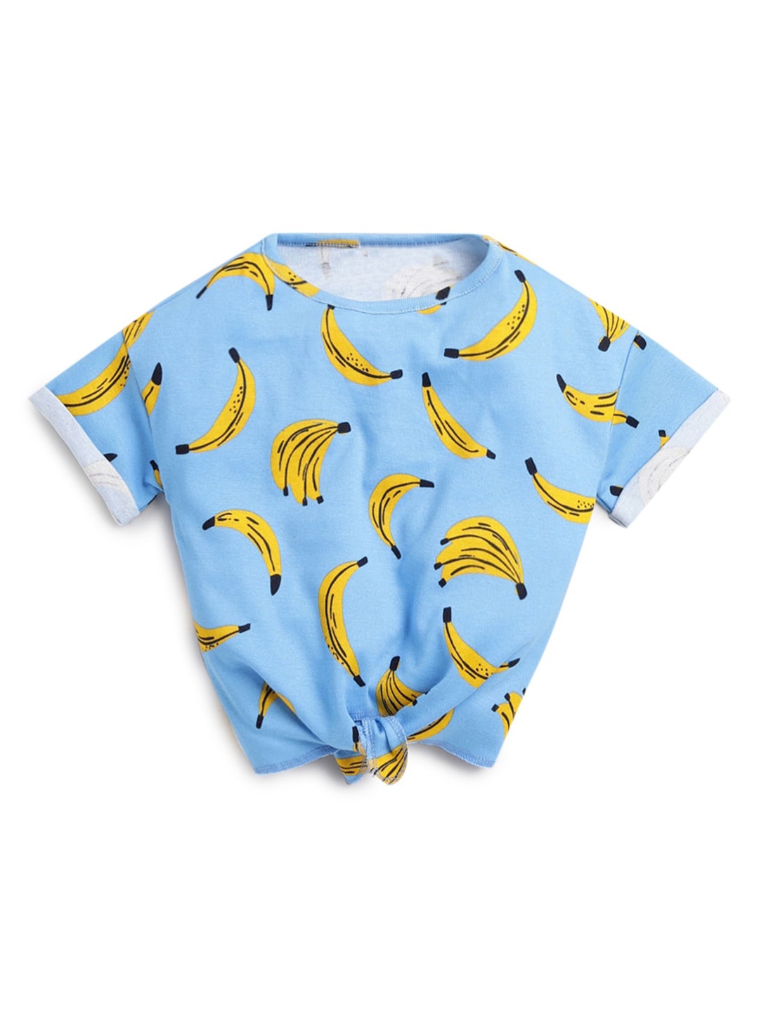 

Hopscotch Girls Blue & Yellow Printed Cotton T-shirt