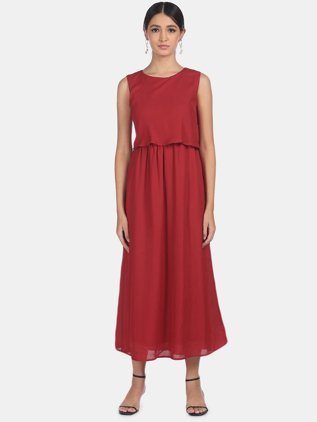 

SHFFL Women Red Solid A-Line Dress