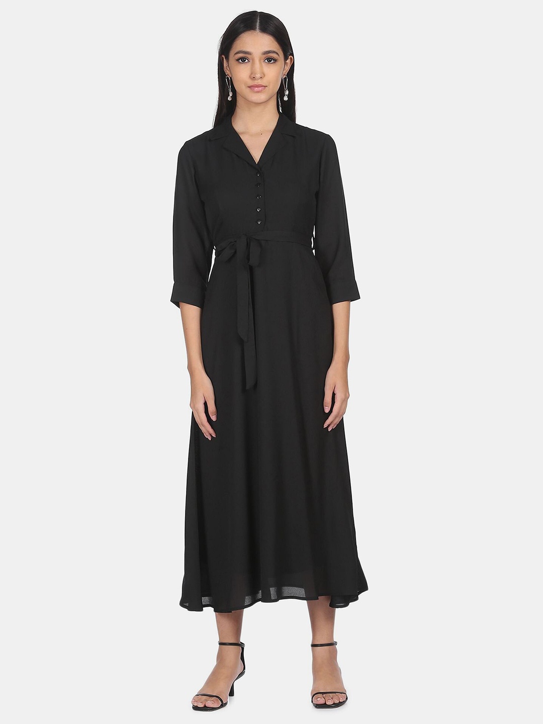 

SHFFL Black Shirt Midi Dress