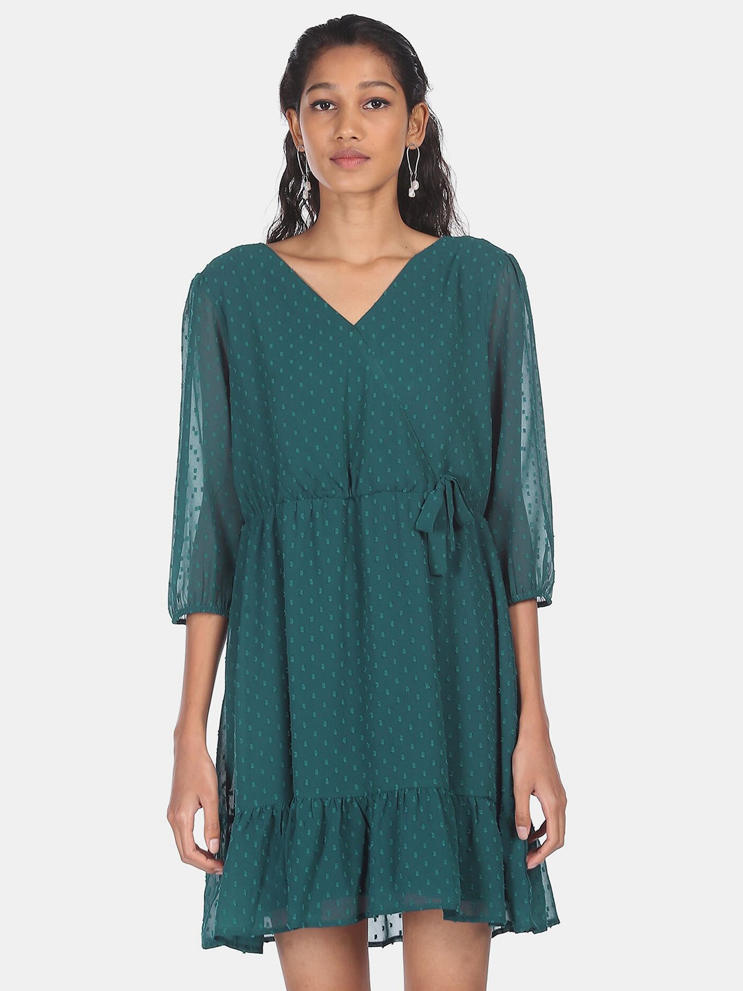 

SHFFL Green Dobby Pattern Dress