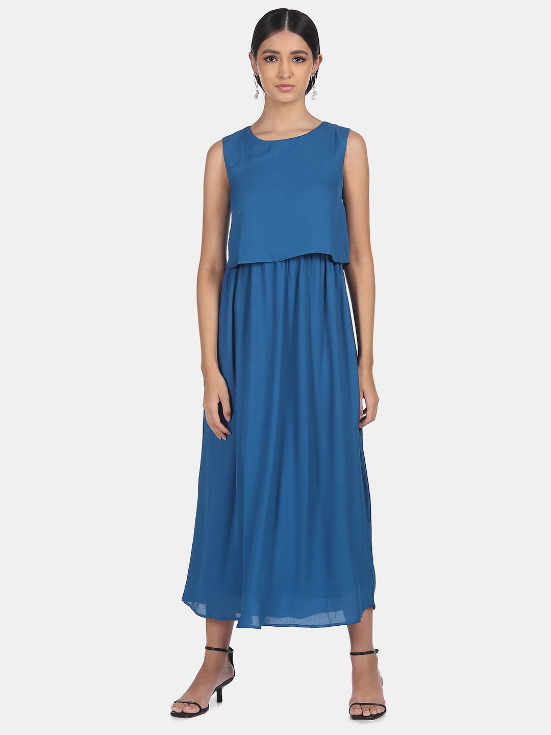 

SHFFL Teal Blouson Gathered Dress