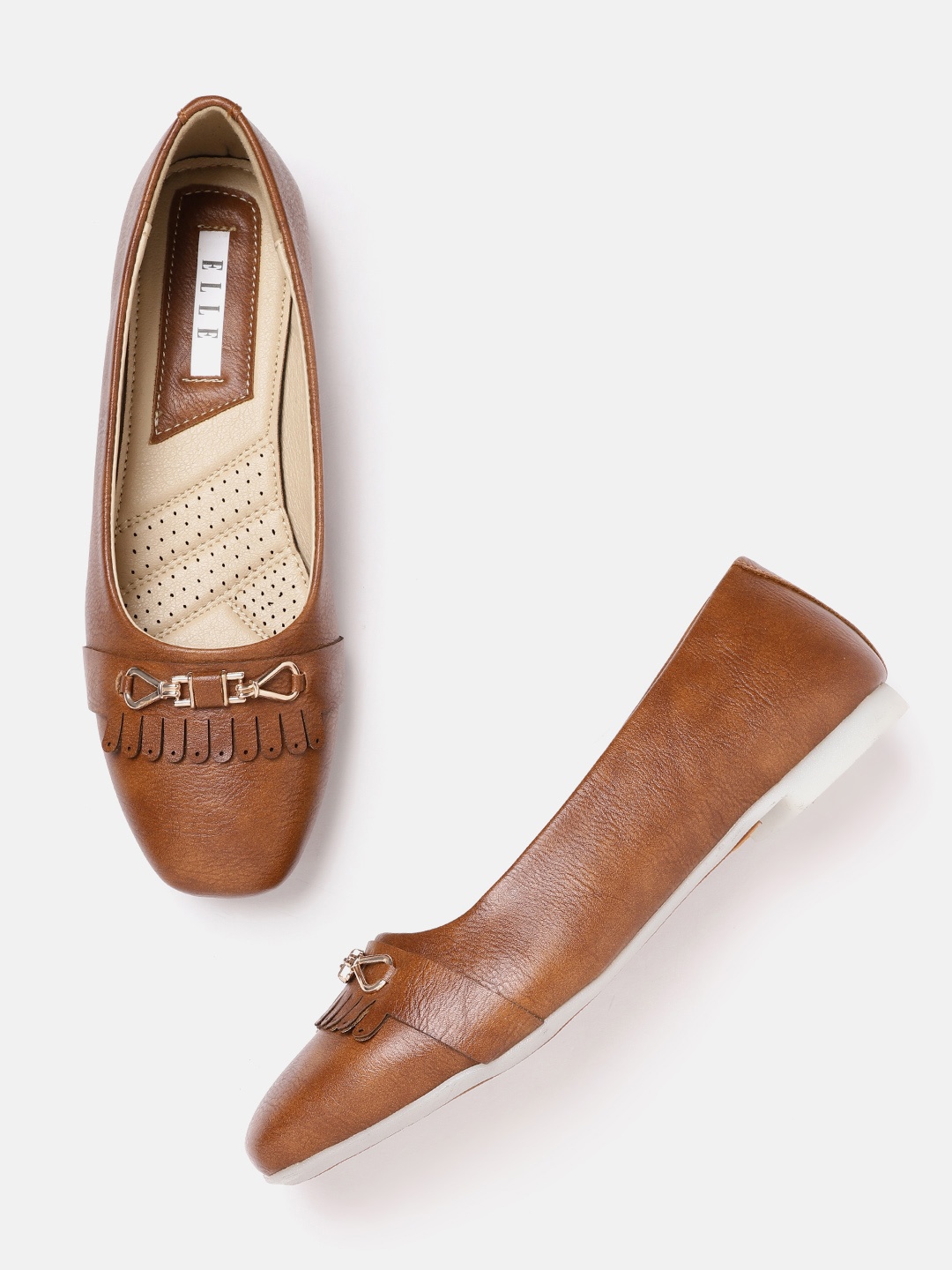 

ELLE Women Brown Solid Ballerinas with Tassels Detail
