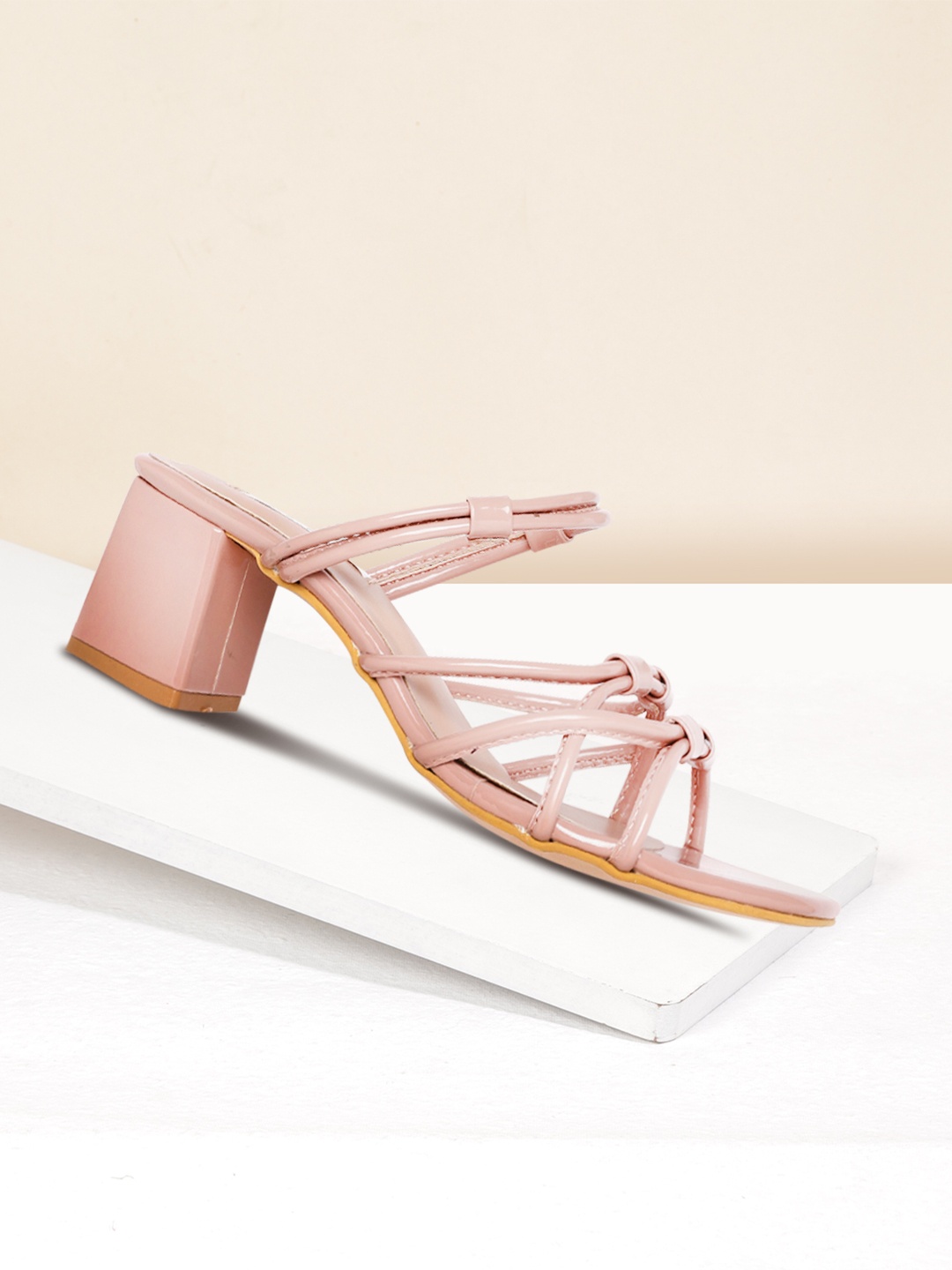 

ELLE Dusty Rose Pink Solid Block Heels