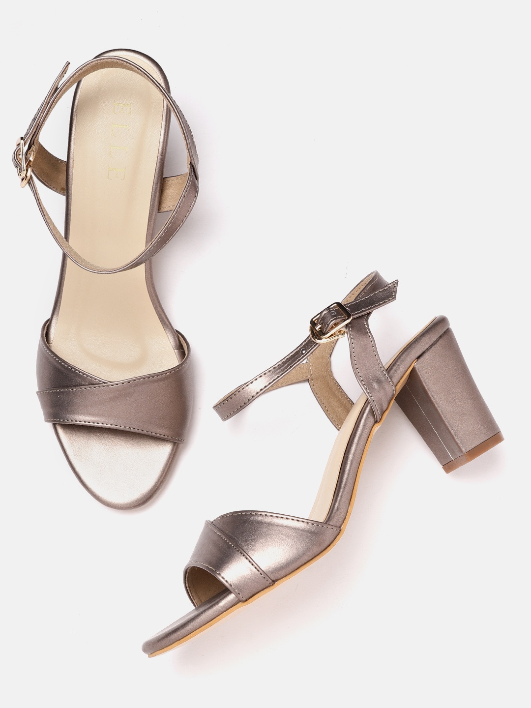 

ELLE Grey Solid Block Sandals