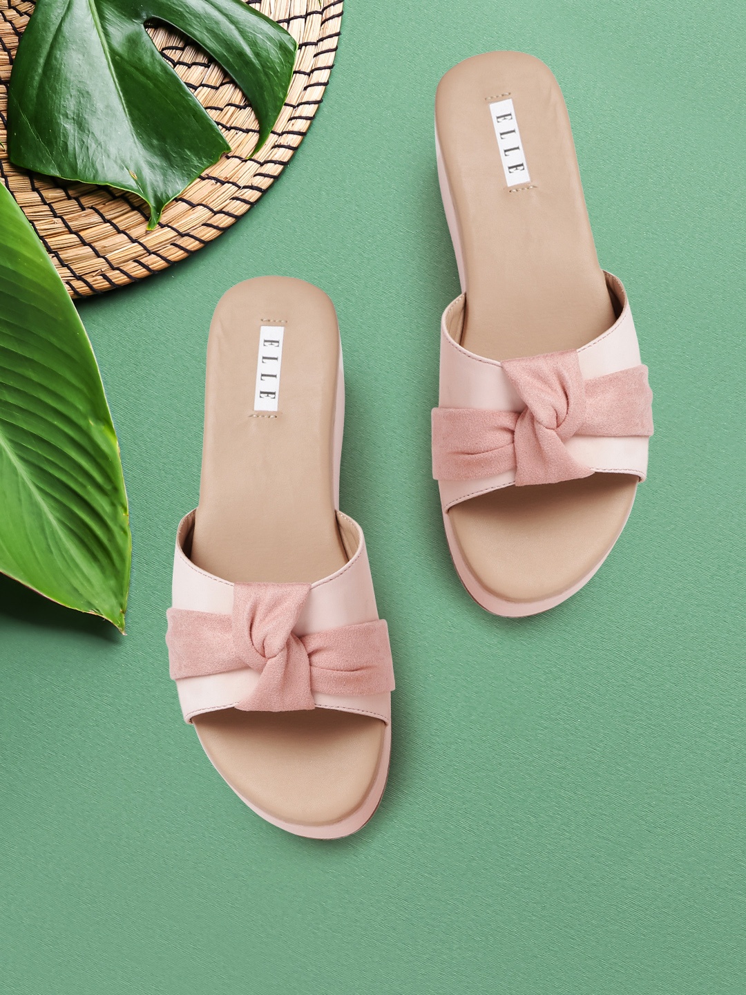 

ELLE Pink Solid Wedges with Bow Detail