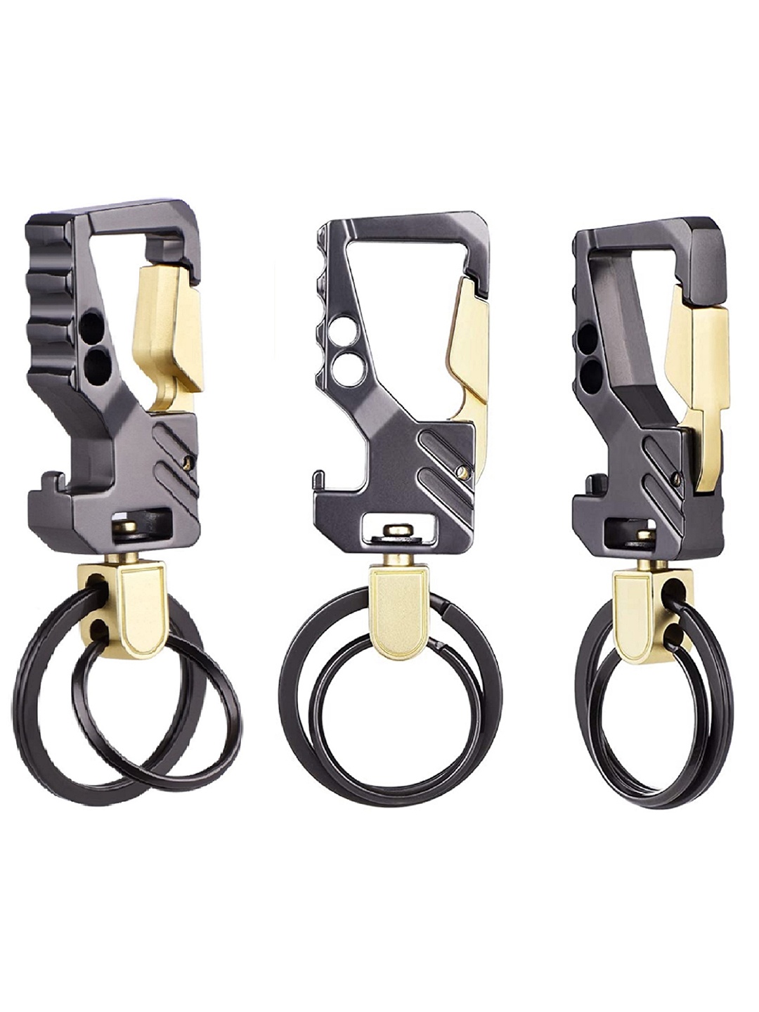

CONTACTS Pack of 3 Grey Solid Stainless Steel Key Chain with Bottle Opener