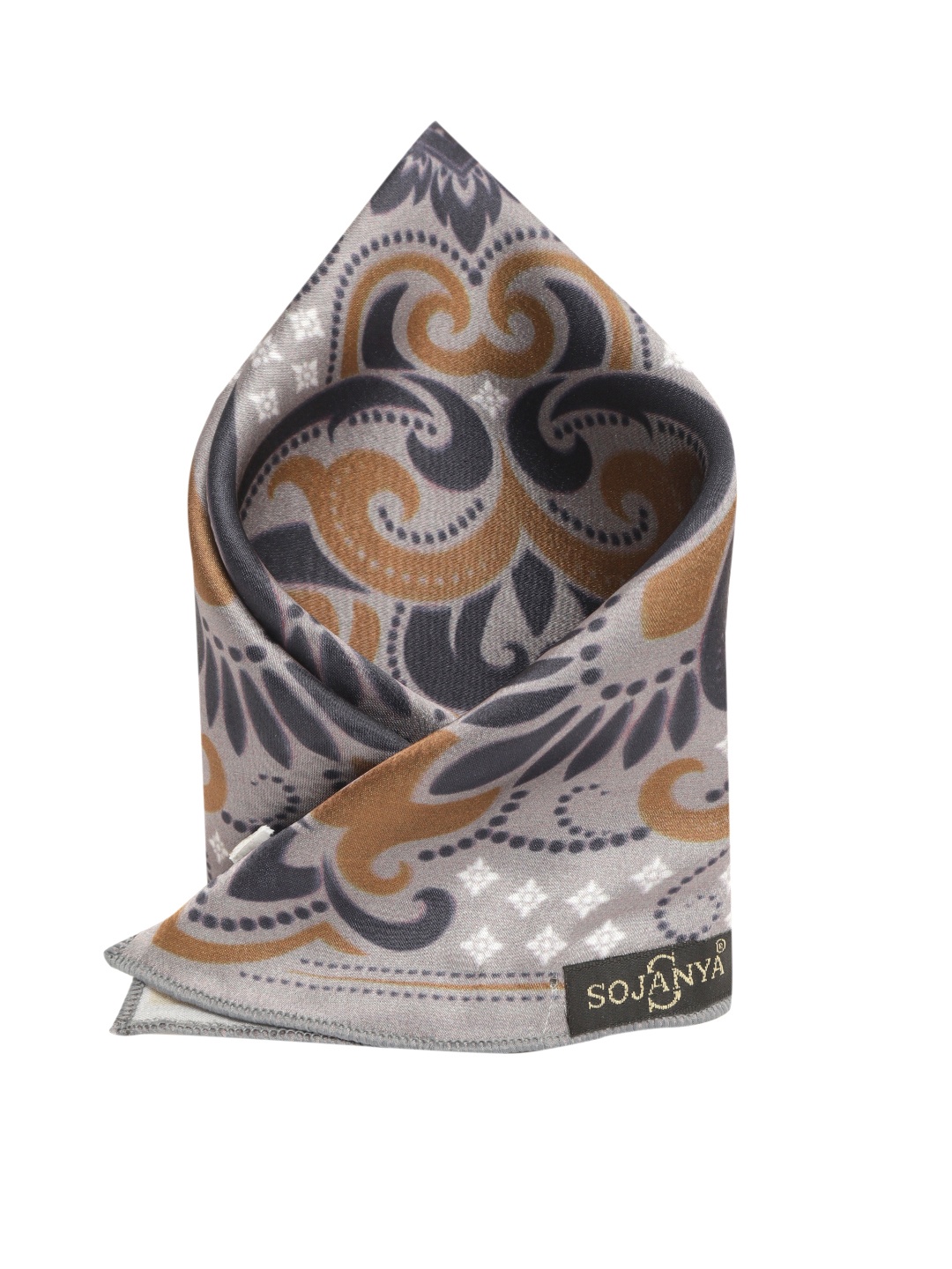 

SOJANYA Men Grey & Navy Blue Satin Pocket Square