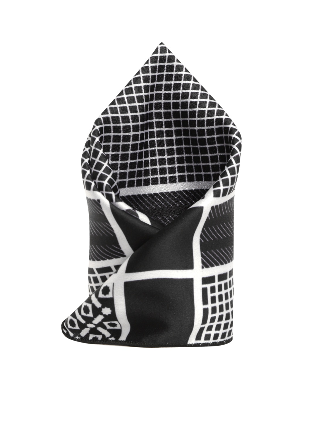 

SOJANYA Men Satin Black & White Printed Pocket Square