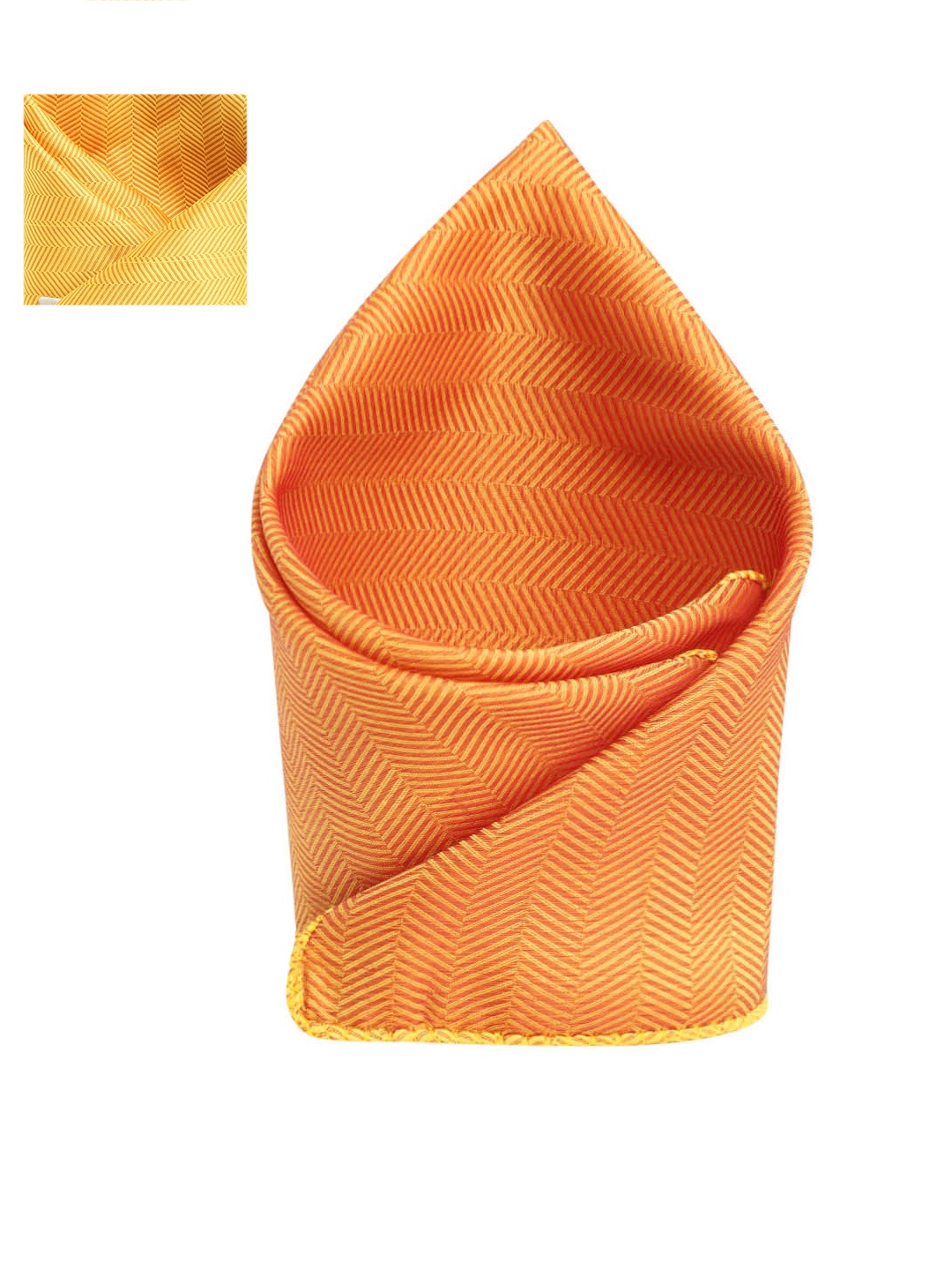 

SOJANYA Men Yellow & Orange Geometric Print Reversible Satin Pocket Square
