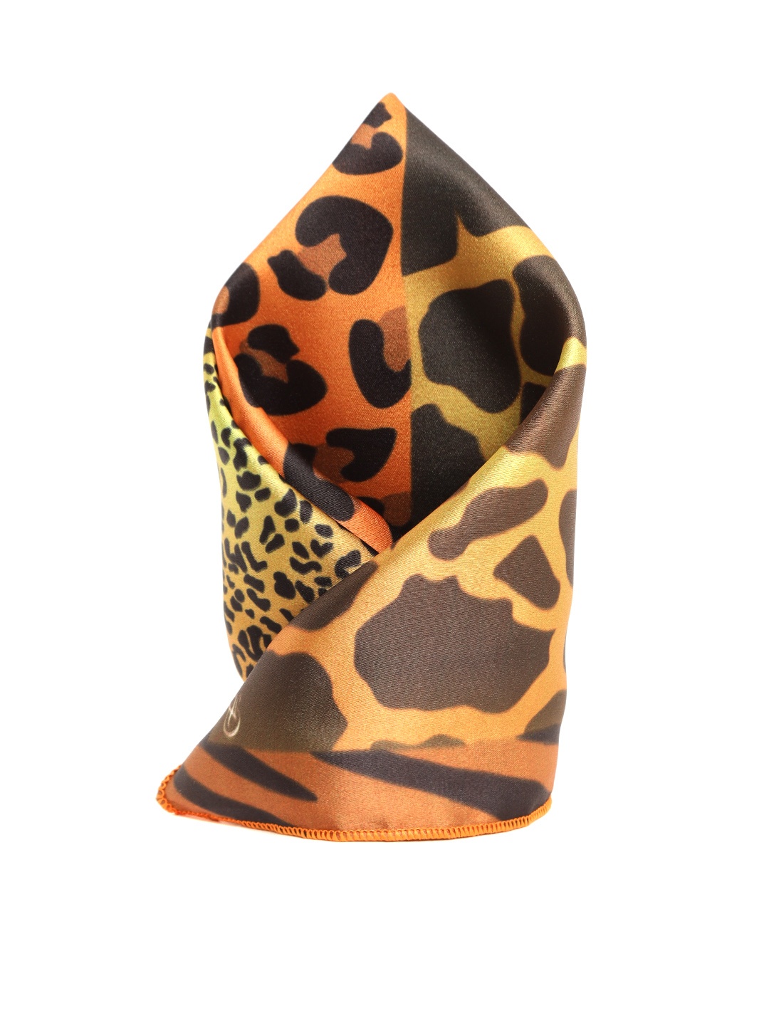 

SOJANYA Men Satin Orange Animal printed Pocket Square