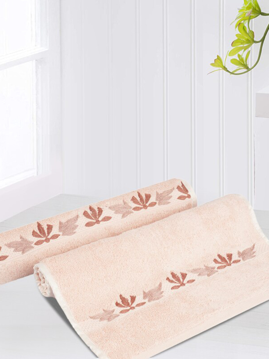 

LUSH & BEYOND Pink Set Of 2 Solid 500 GSM Quick Dry & Absorbent Pure Cotton Hand Towels