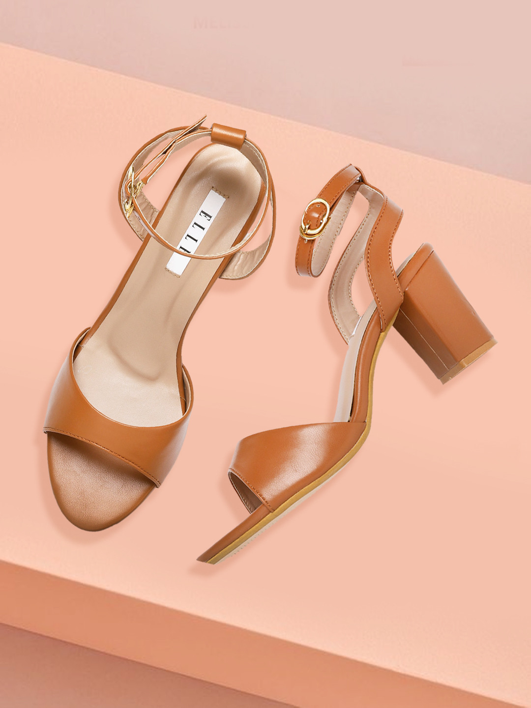 

ELLE Brown Solid Block Heels