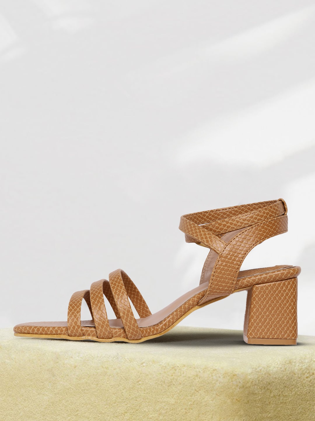 

ELLE Brown Textured Block Heels