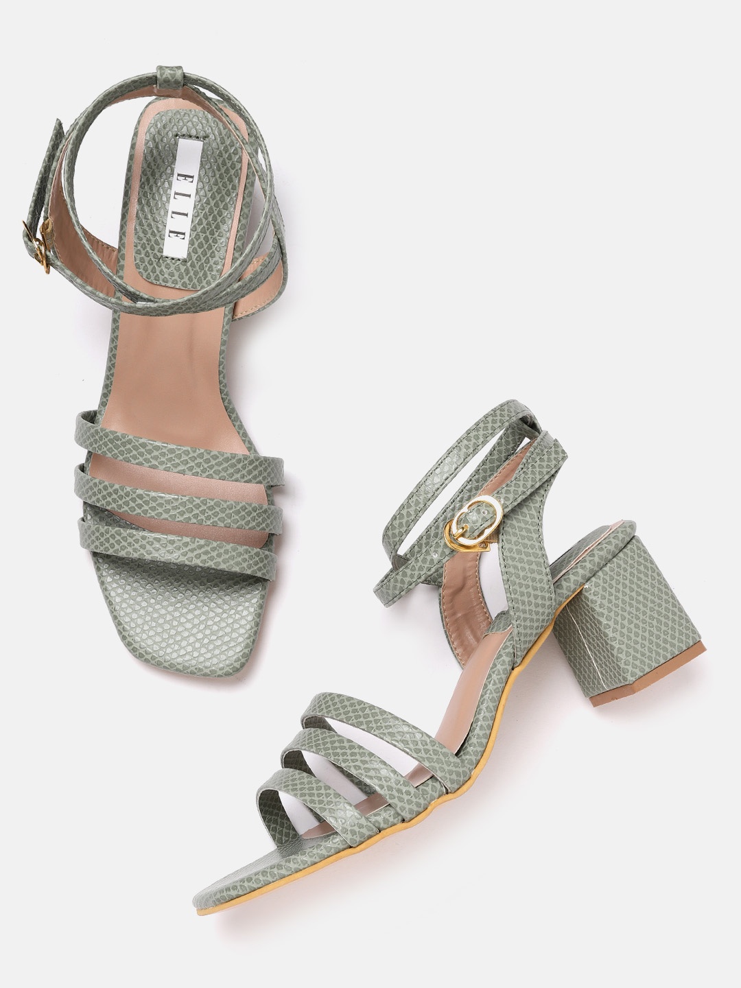 

ELLE Green Textured Block Heels
