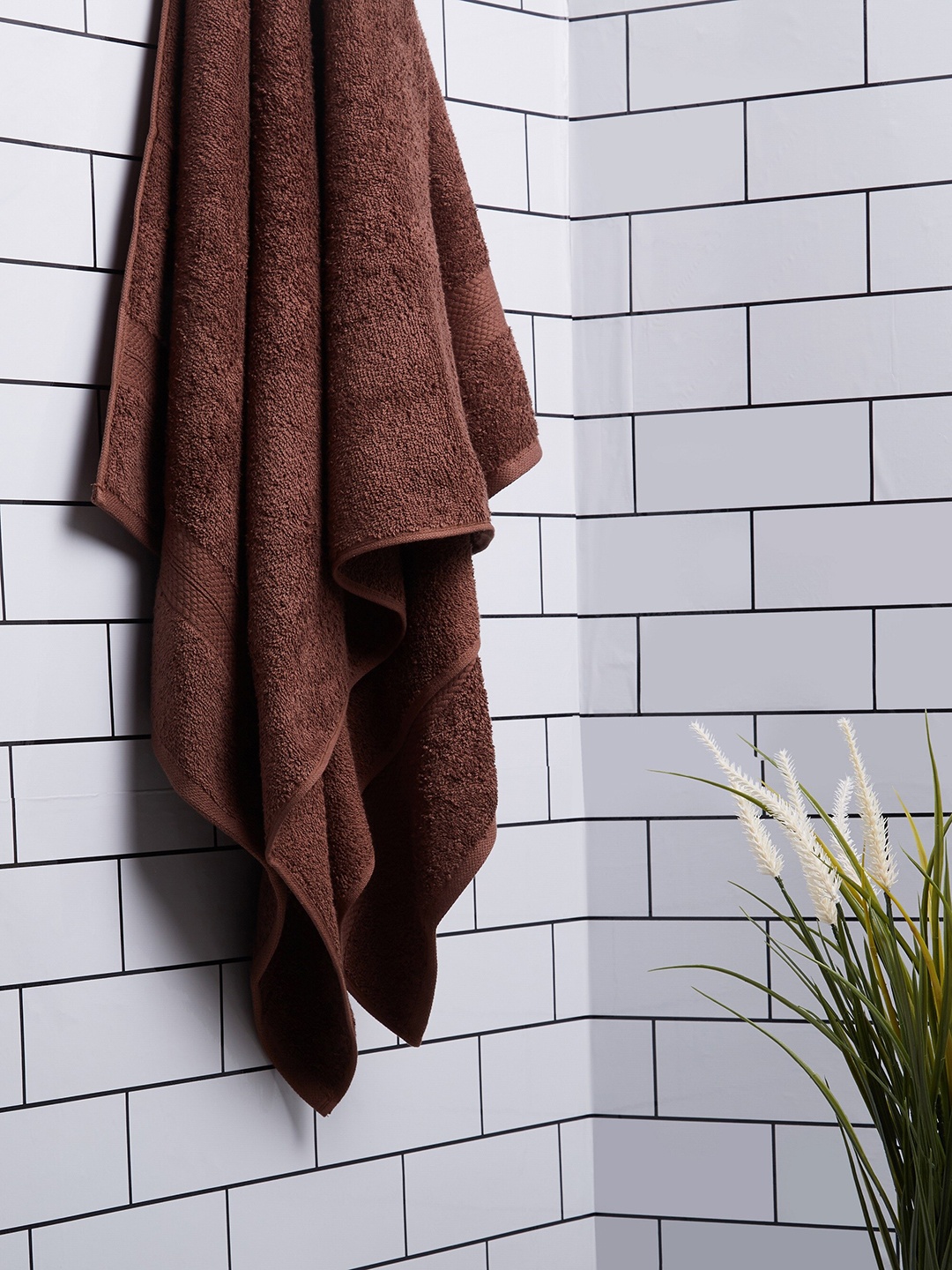 

SPACES Brown Solid 448 GSM Pure Cotton Bath Towel