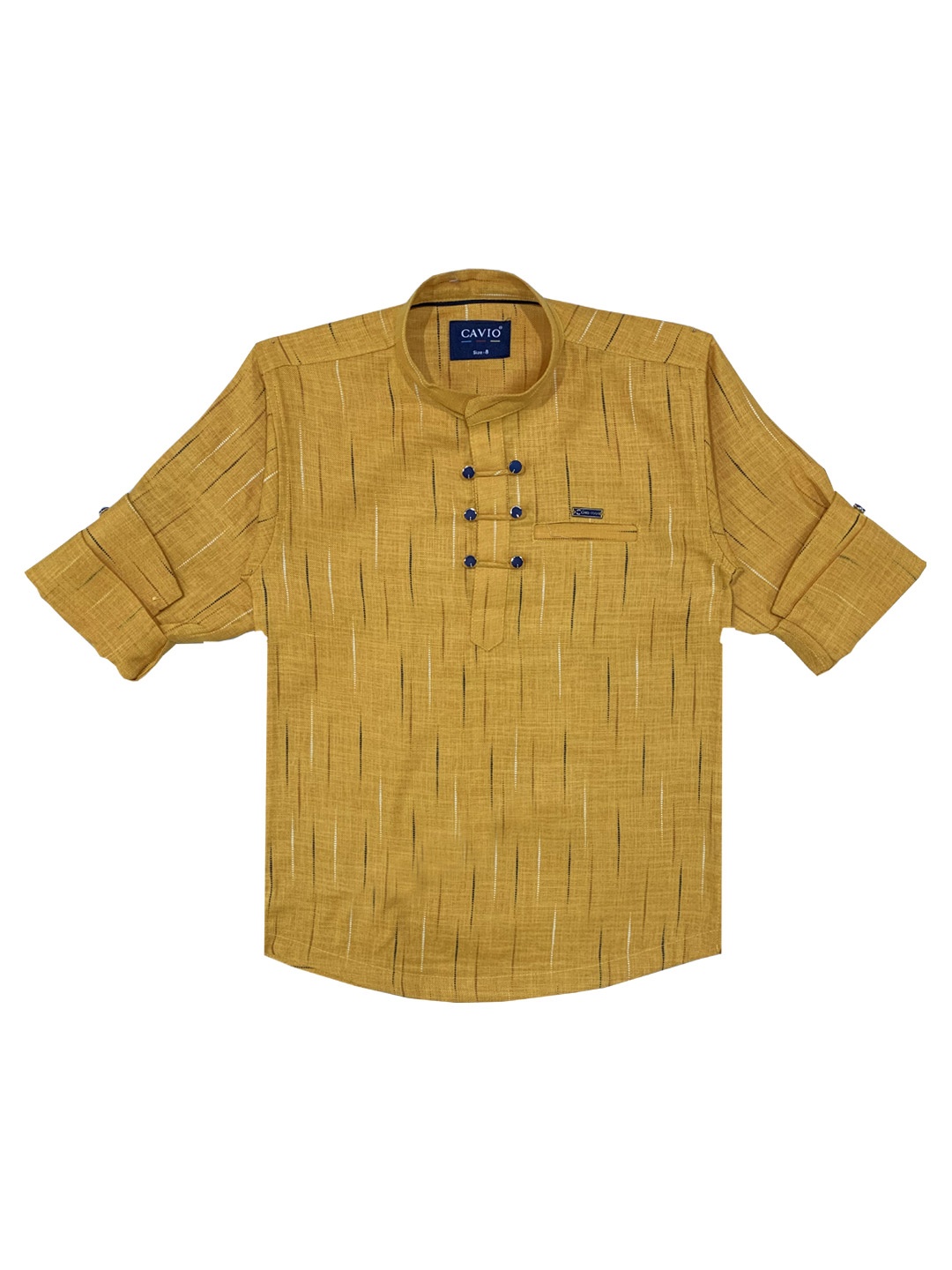 

CAVIO Boys Mustard Printed Casual Kurta Shirt