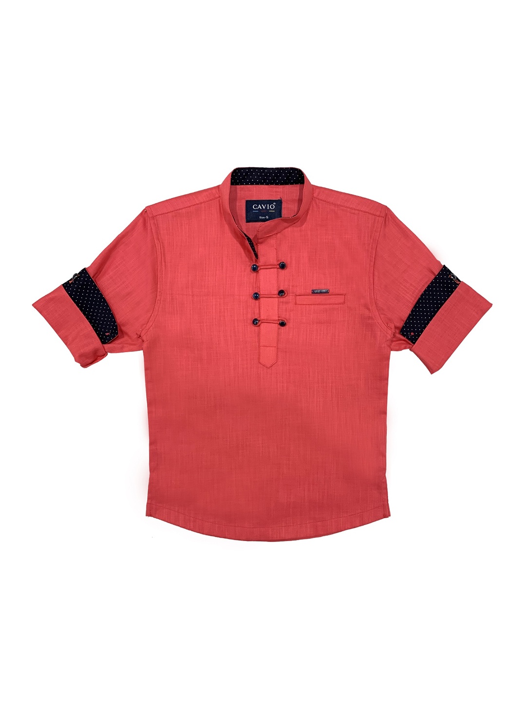 

CAVIO Boys Pink Casual Solid Shirt