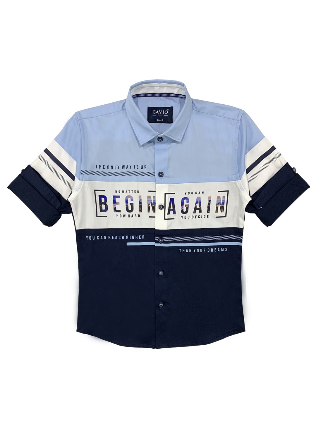 

CAVIO Boys Blue Printed Casual Shirt