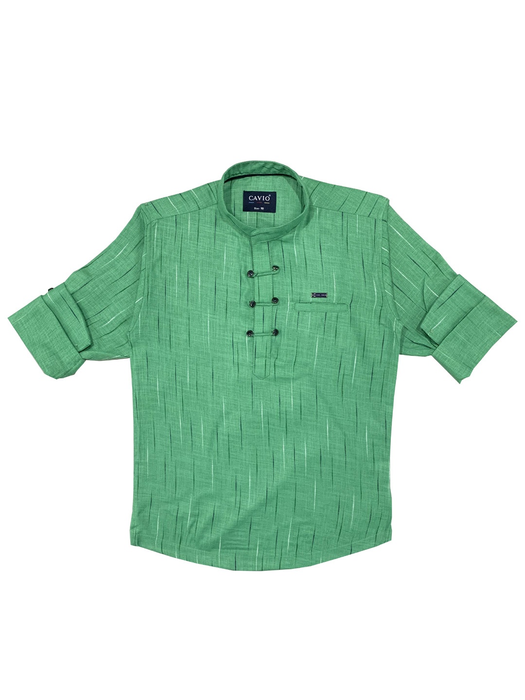 

CAVIO Boys Green Striped Casual Shirt