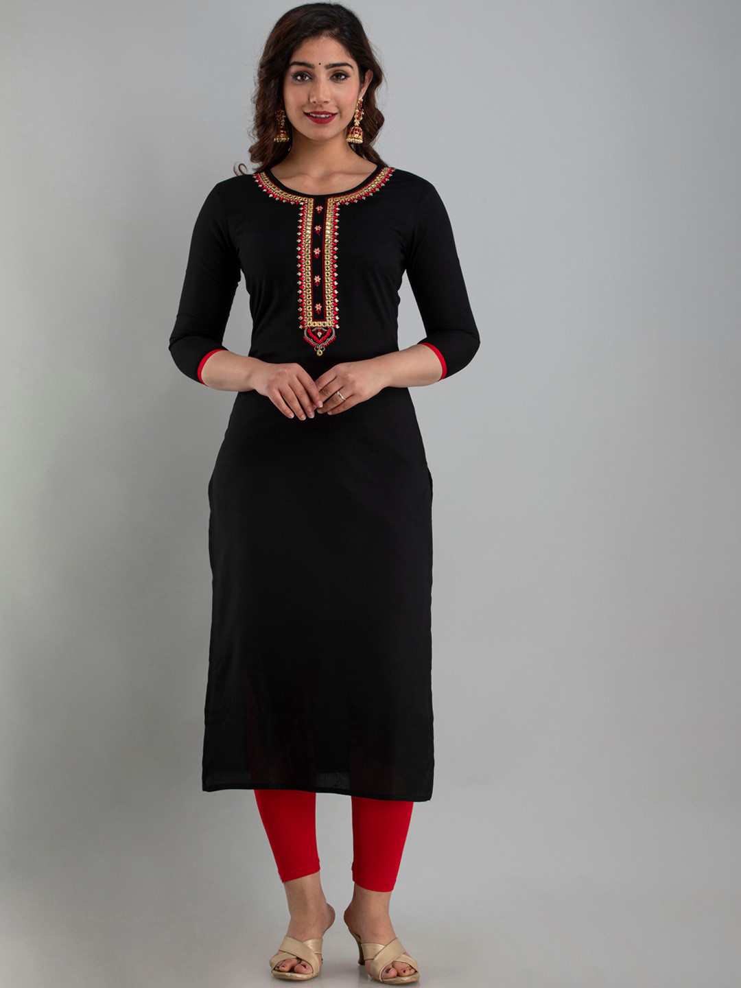 

FASHION DEPTH Women Black Thread Work Kurta
