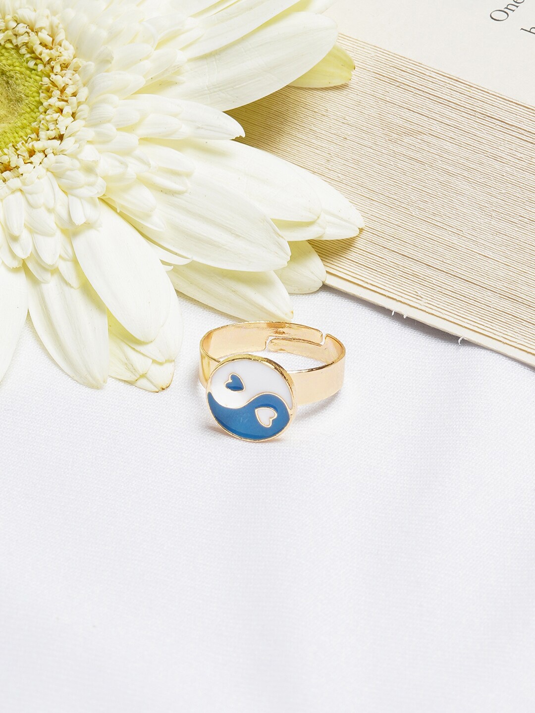 

BEWITCHED Women Gold-Toned & White Enamelled Finger Ring