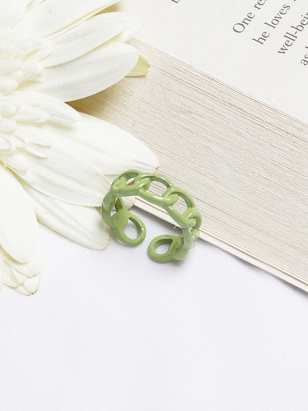 

BEWITCHED Women Green Chain-Link Finger Ring
