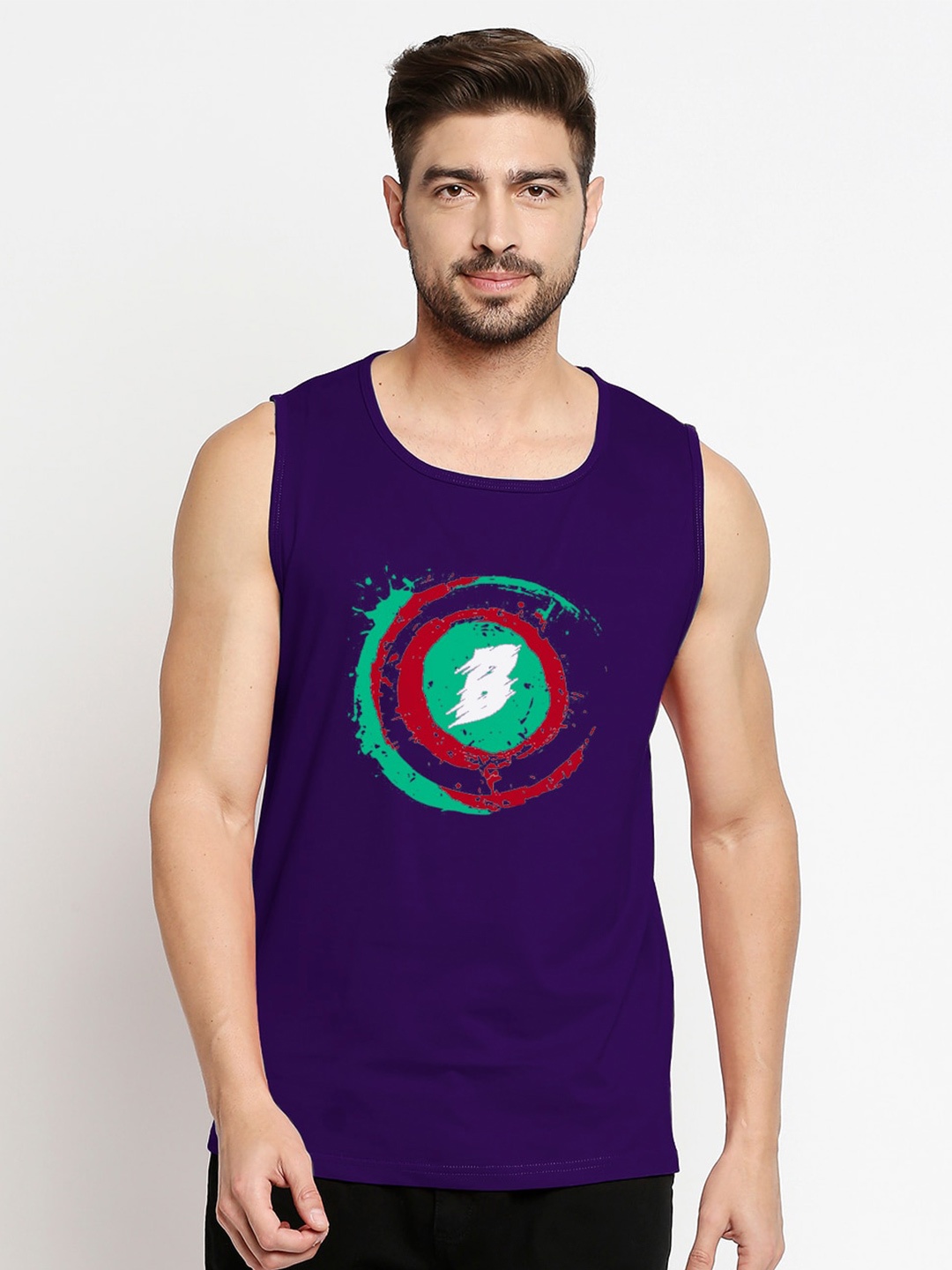 

Blacksmith Men Blue Printed Training or Gym Cotton T-shirt