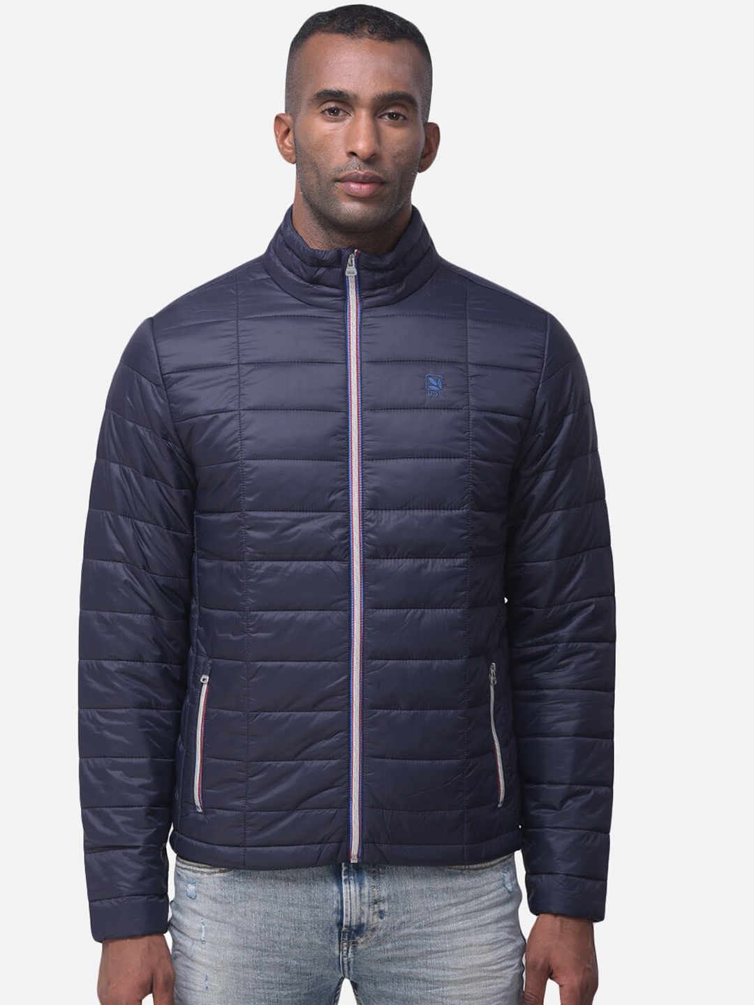 

Woodland Men Navy Blue Colourblocked Bomber Jacket