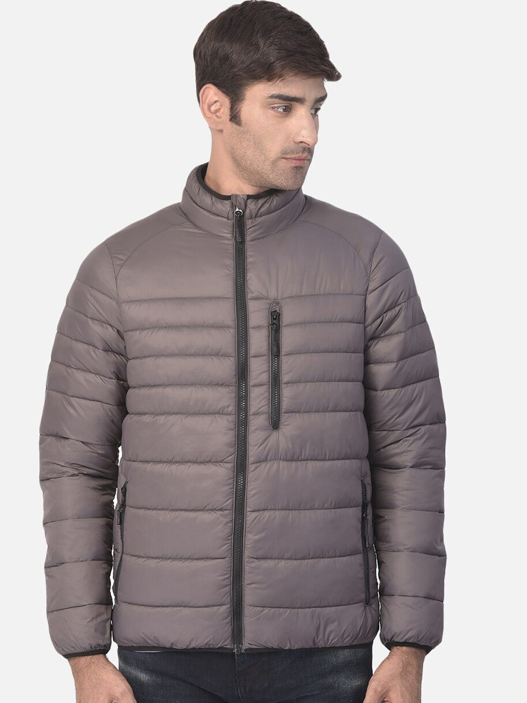 

Woodland Men Grey Solid Padded Jacket