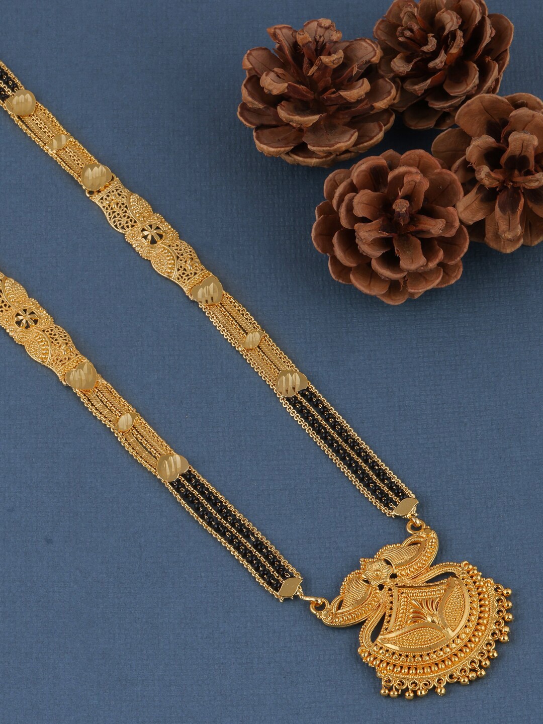 

Brandsoon Gold-Plated & Black Beaded Mangalsutra