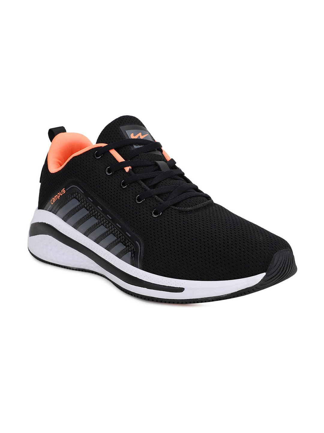 

Campus Men Black & Orange Mesh Running Shoes