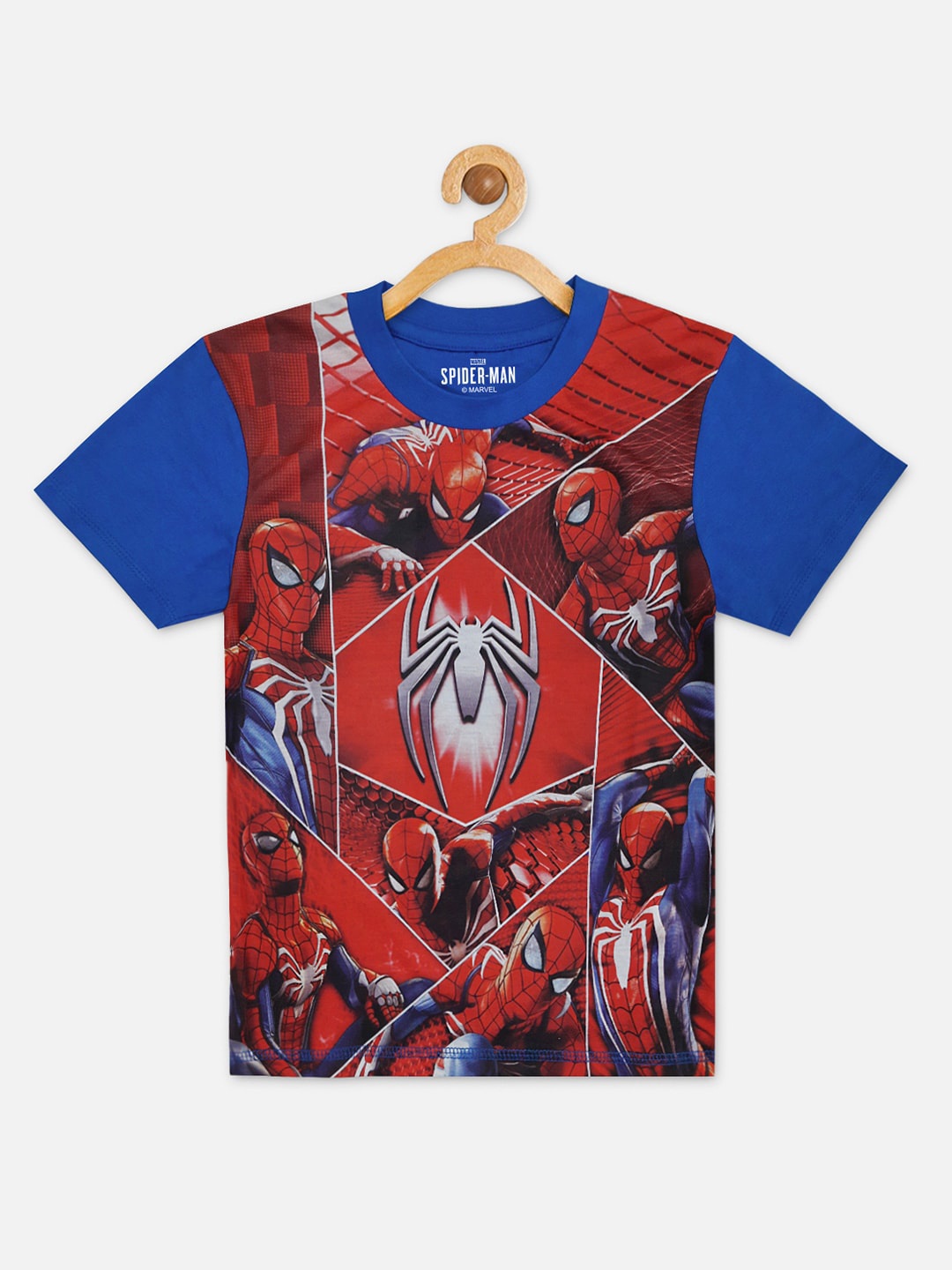 

Kids Ville Boys Blue & Red Spider-Man Printed Regular Fit Cotton T-shirt