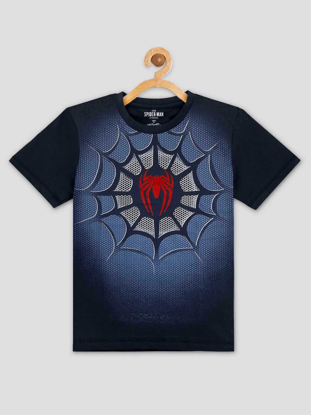 

Kids Ville Boys Navy Blue Spider-Man Printed Pure Cotton T-shirt