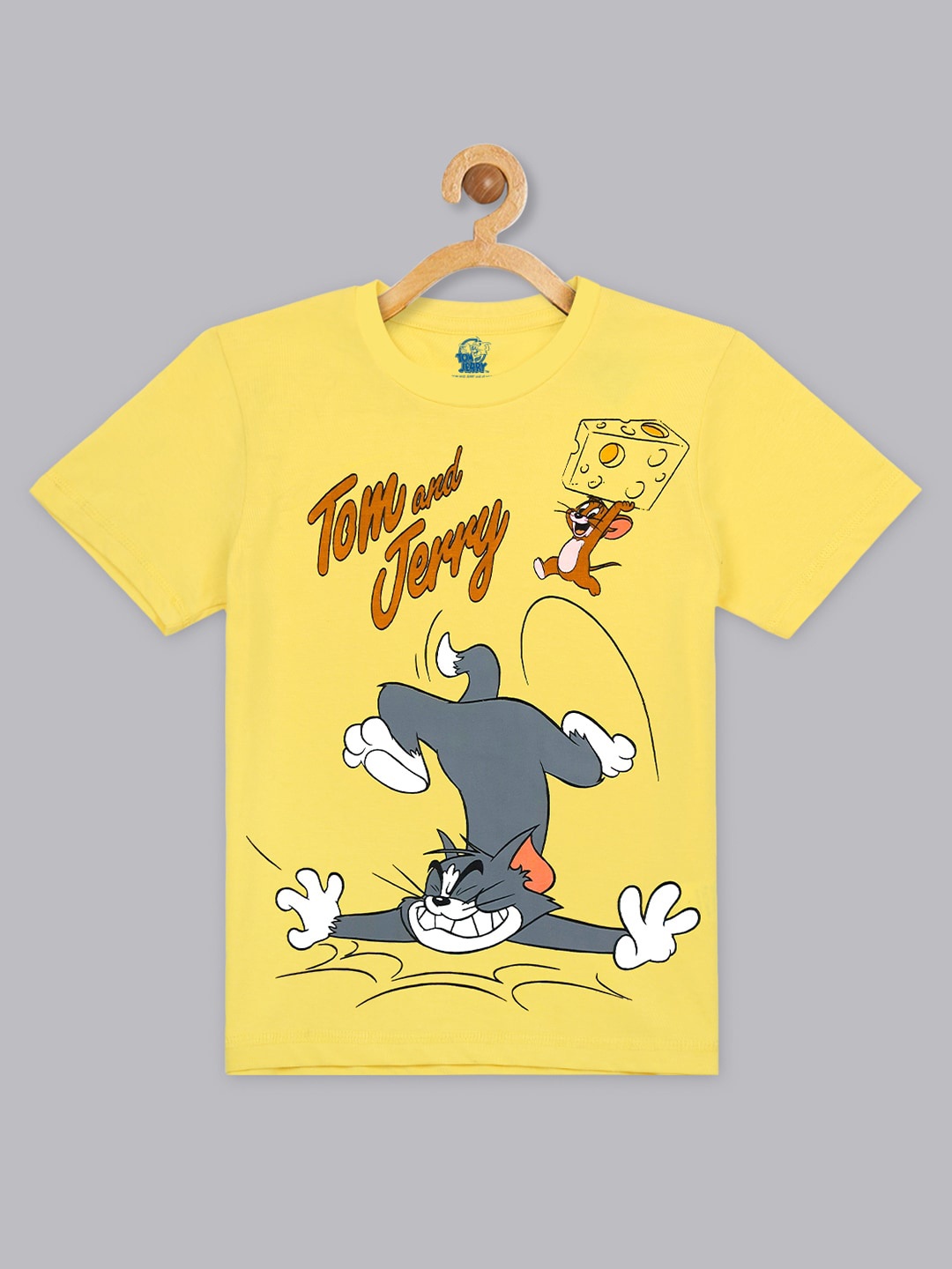 

Kids Ville Boys Yellow & Grey Printed Tom & Jerry Featured T-shirt