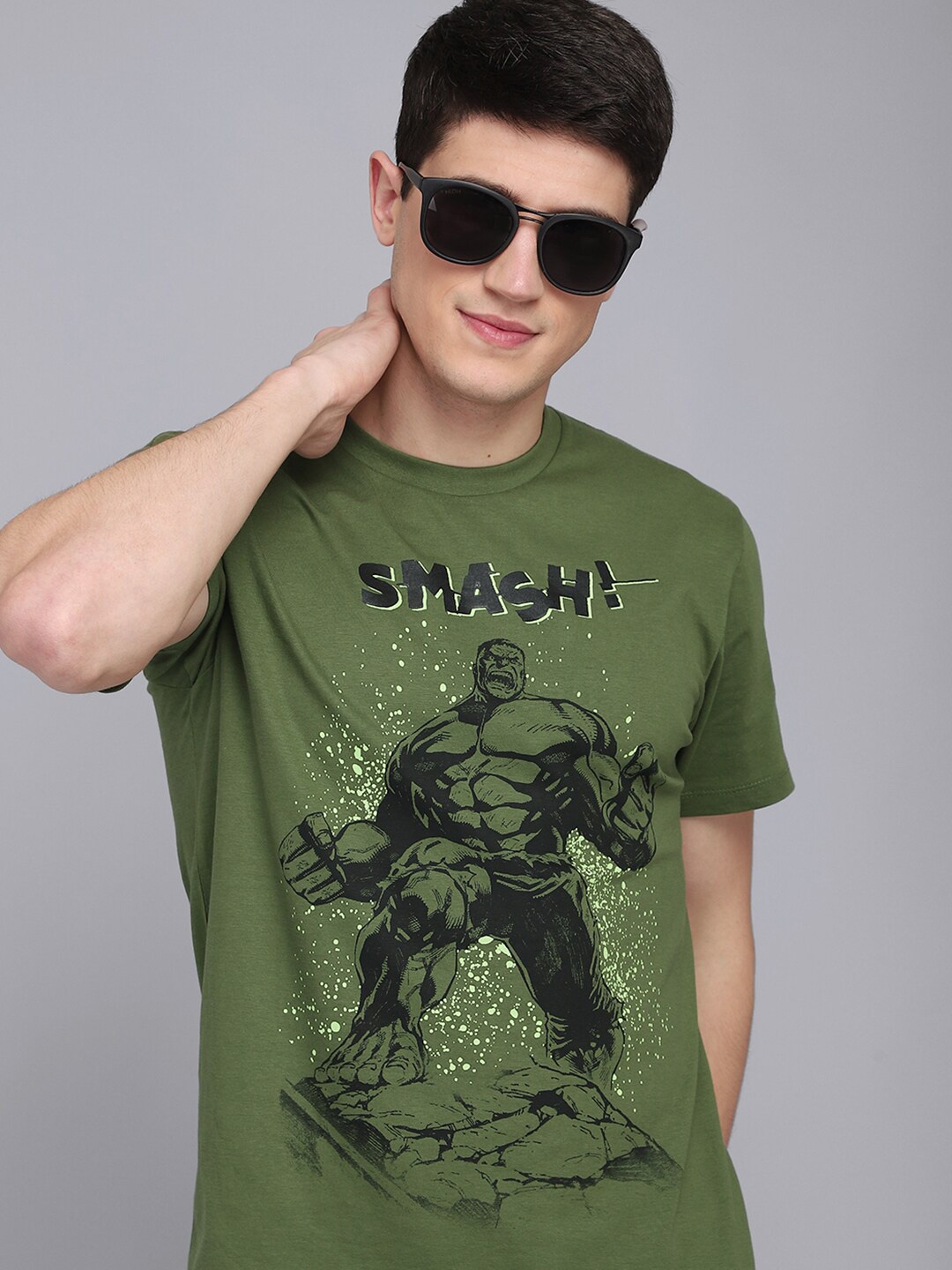 

Free Authority Men Green Avengers Printed Cotton T-shirt