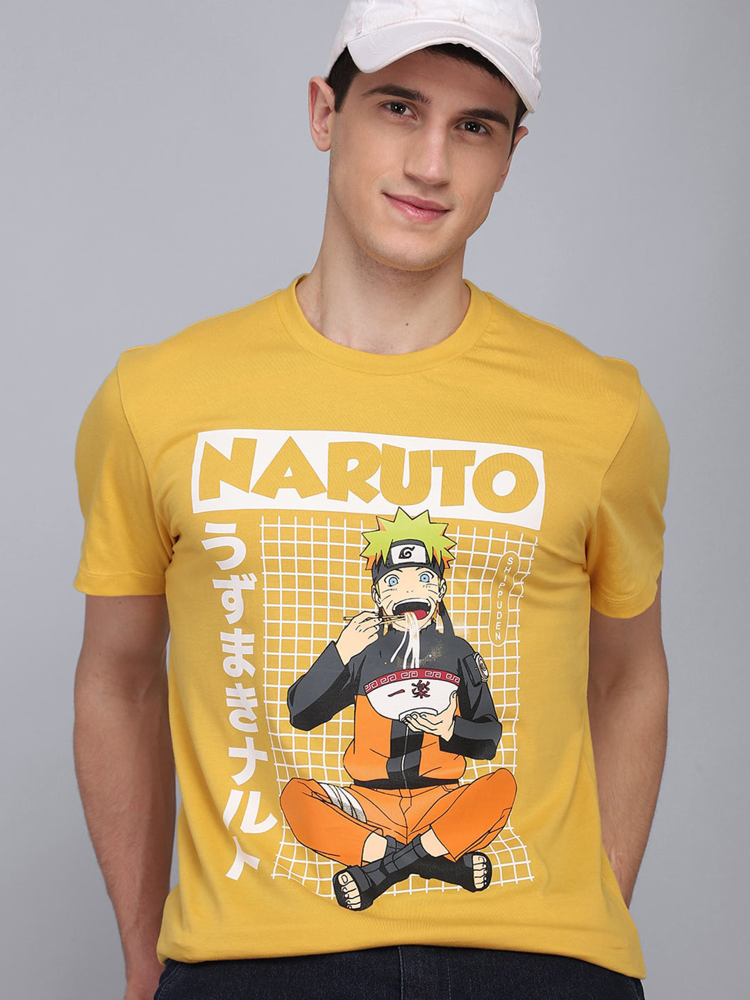 

Free Authority Men Yellow Naruto Printed Cotton T-shirt