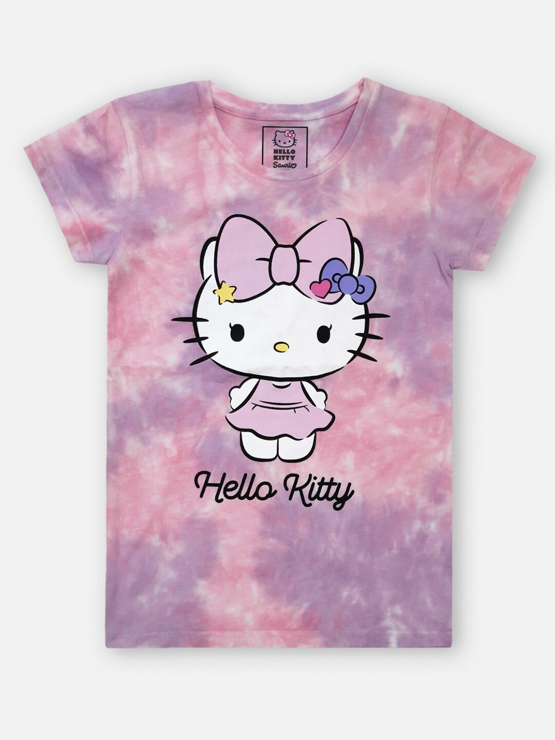 

Kids Ville Girls Pink & White Hello Kitty Printed Pure Cotton T-shirt