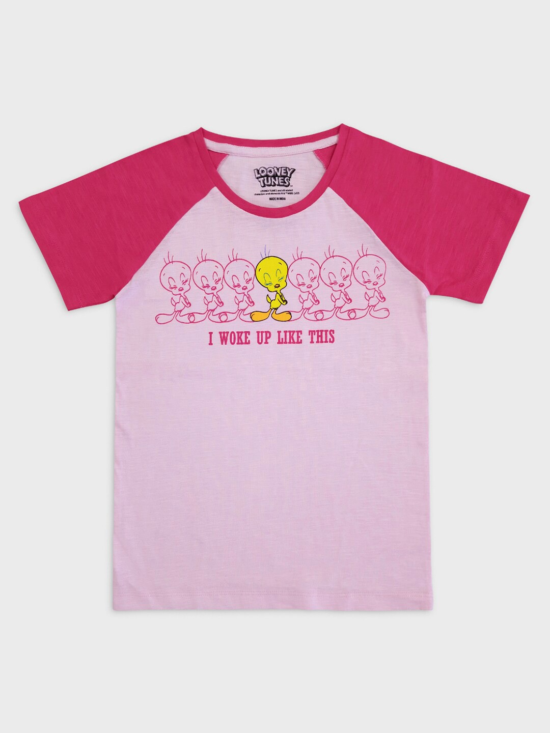 

Kids Ville Girls Pink Tweety Printed Pure Cotton T-shirt