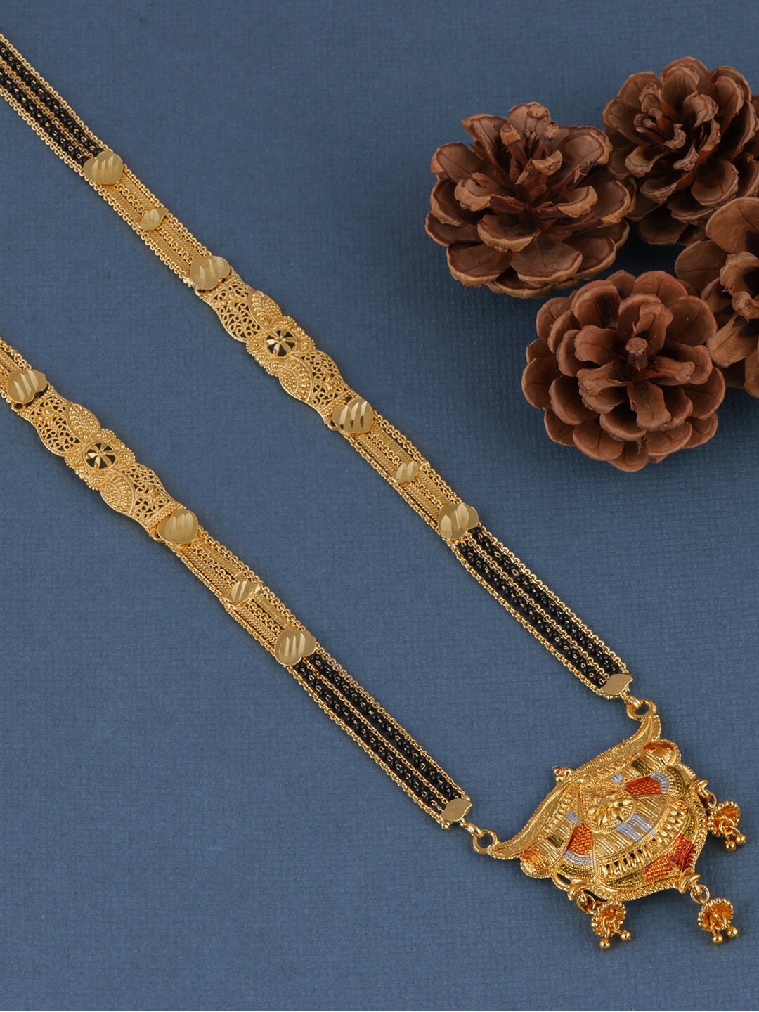 

Brandsoon Gold-Plated Black Beaded Mangalsutra, Multi