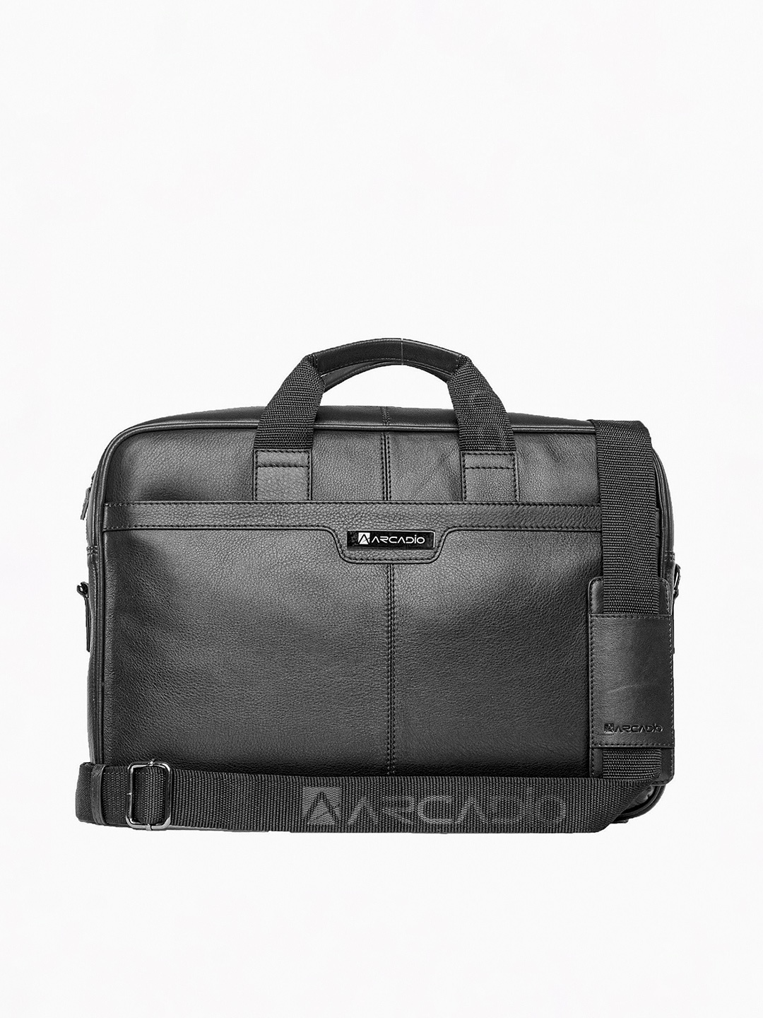 

ARCADIO Unisex Black Leather Laptop Bag