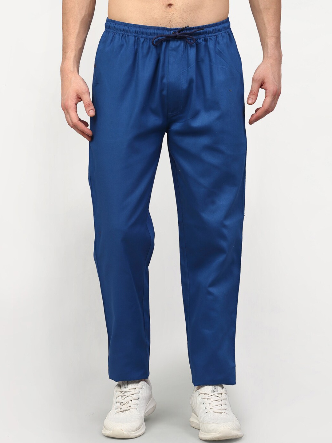 

JAINISH Men Blue Solid Slim-Fit Pure Cotton Track Pant