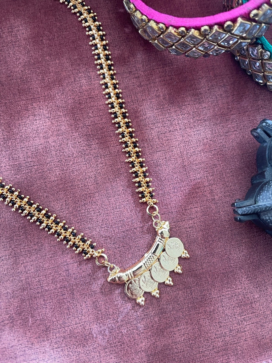 

Digital Dress Room Gold-Plated Black Beaded Mangalsutra