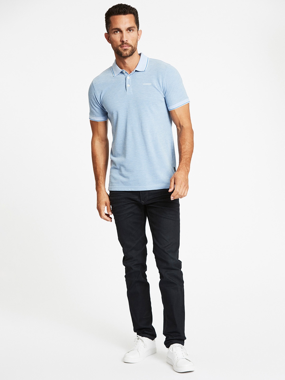 

LINDBERGH Men Blue Polo Collar T-shirt