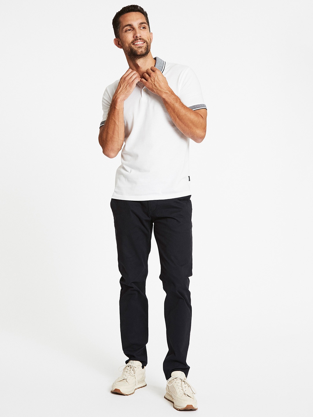

LINDBERGH Men White Polo Collar T-shirt
