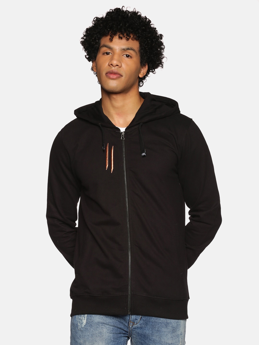

ATTIITUDE Men Black Hooded Pure Cotton Sweatshirt