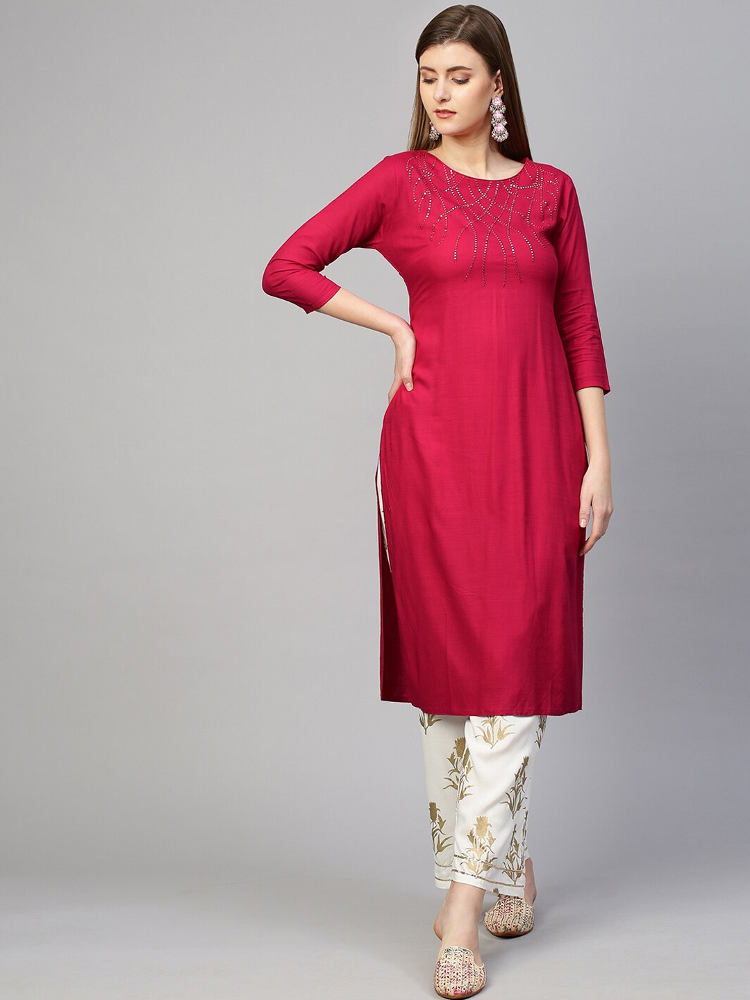 

FASHOR Women Fuchsia Kurta