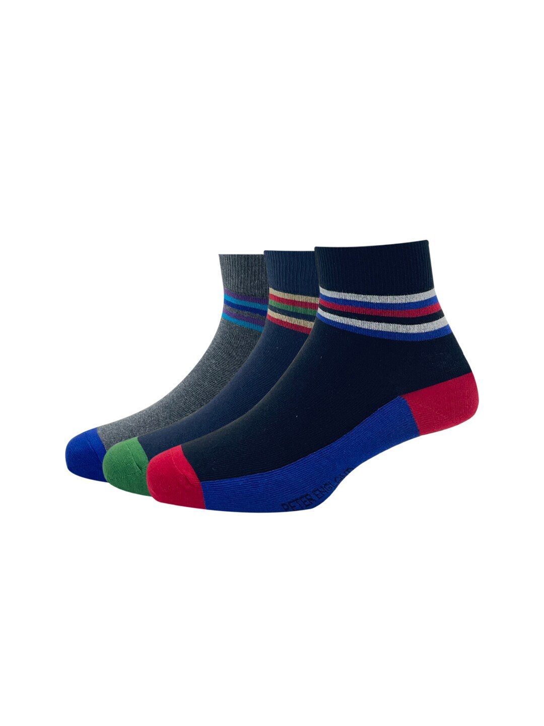 

Peter England Pack of 3 Men Patterned Cotton Ankle-Length Socks, Multi